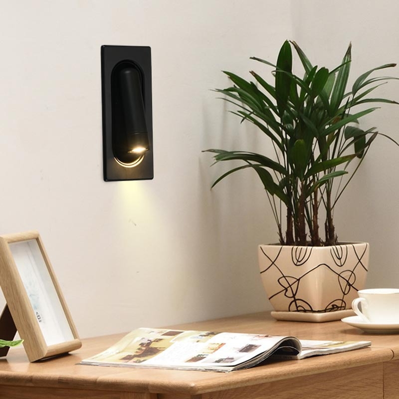LED ugrađena zidna svjetiljka s magnetskim prekidačem, rotirajuće noćno čitanje uz krevet, hotelskog stila