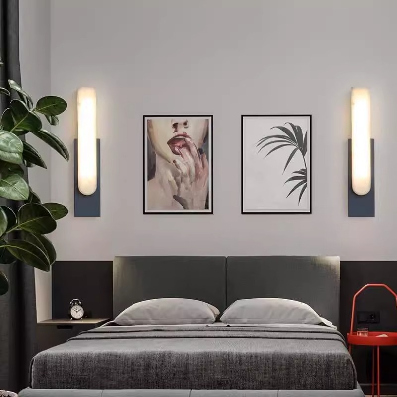 LED zidna svjetiljka u nordičkom stilu sa kamenim završetkom za dnevni boravak, spavaću sobu, hodnik i balkon – luksuzna zidna svjetiljka sa prekidačem