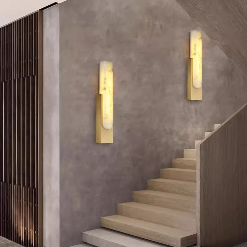 LED zidna svjetiljka u nordičkom stilu sa kamenim završetkom za dnevni boravak, spavaću sobu, hodnik i balkon – luksuzna zidna svjetiljka sa prekidačem