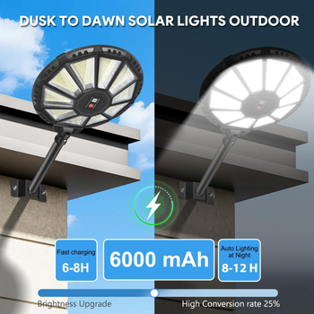 Solarno svjetlo sa senzorom na zid, kružni dizajn 180°, za vrt i dvorište, solarsko ulično svjetlo