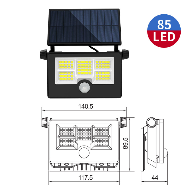 Solarna vanjska vrtna LED svjetiljka sa senzorom, USB punjenje, sklopna zidna svjetiljka