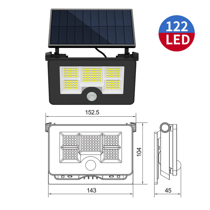 Solarna vanjska vrtna LED svjetiljka sa senzorom, USB punjenje, sklopna zidna svjetiljka