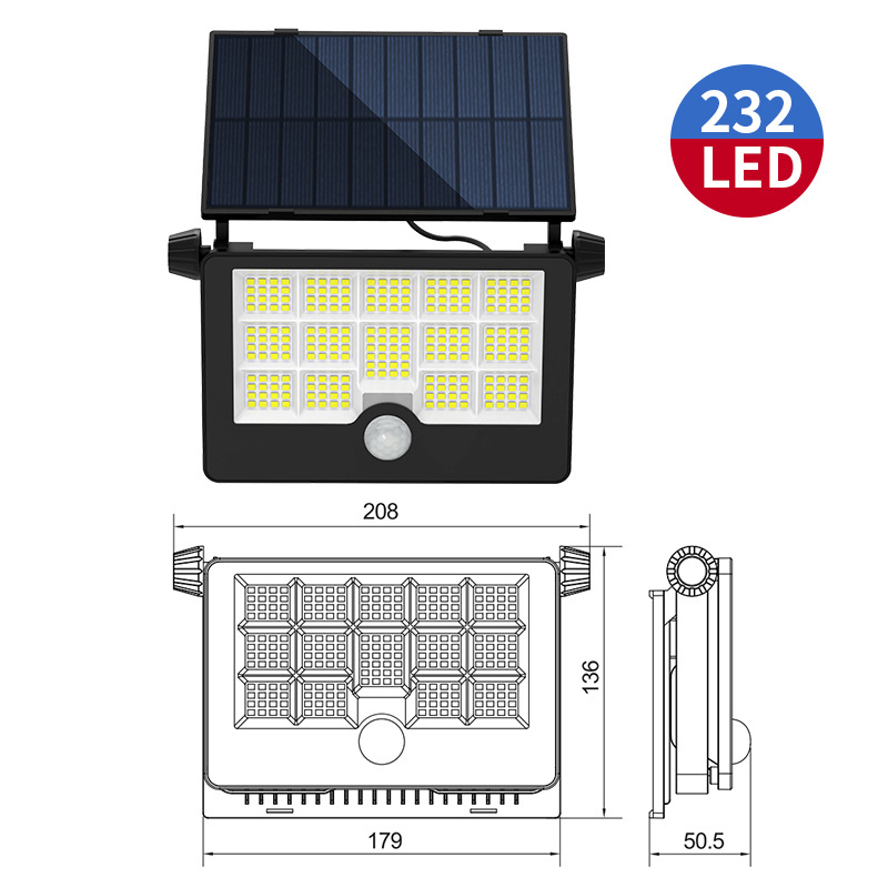 Solarna vanjska vrtna LED svjetiljka sa senzorom, USB punjenje, sklopna zidna svjetiljka