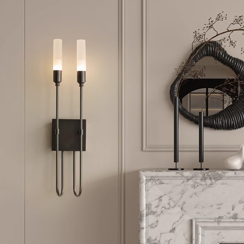 Zidna svjetiljka s dvije glave – postmoderni moderni minimalistički LED metalni okvir s akrilnim sjenilom
