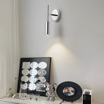 Srebrna zidna lampa Bauhaus stila sa staklenim sjenilom, moderna lampica za čitanje za dnevni boravak, spavaću sobu, hodnik i stepenice