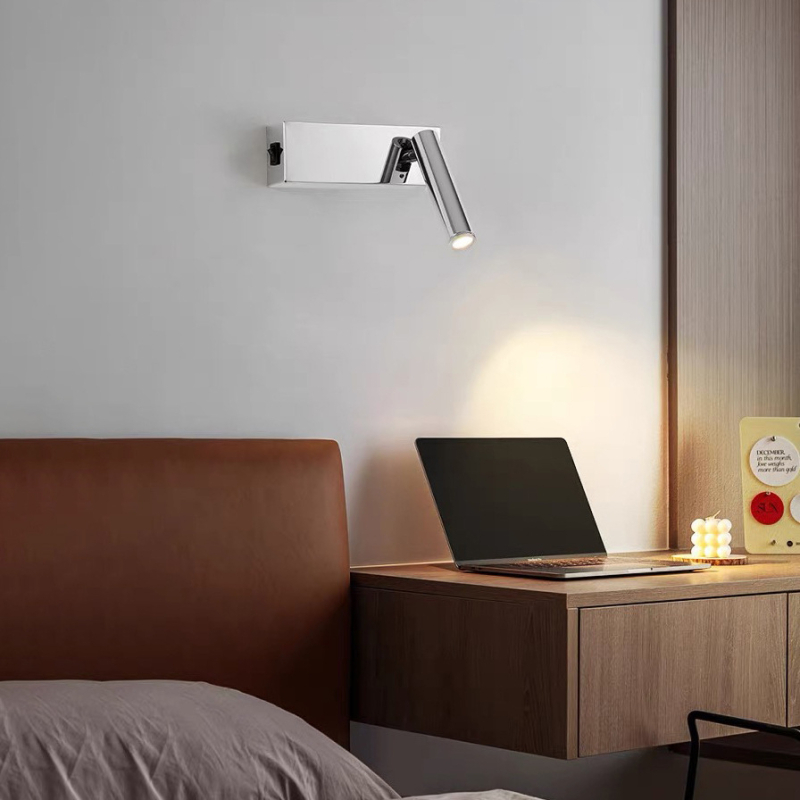 Srebrna zidna lampa Bauhaus stila sa staklenim sjenilom, moderna lampica za čitanje za dnevni boravak, spavaću sobu, hodnik i stepenice
