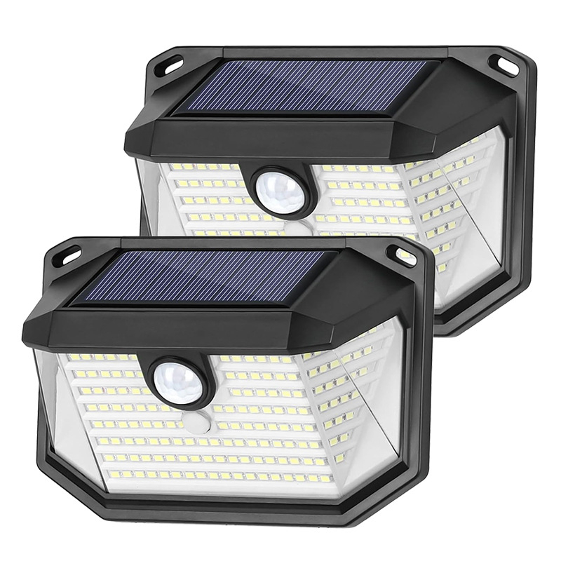 Solarna zidna svjetiljka sa senzorom pokreta, vanjska, 178 LED, za dvorište, garažu i cestu
