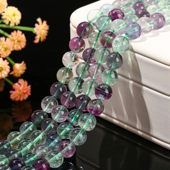 Zeleni fluoritni perle za nakit, DIY nizanje; ljubičaste fluoritne okrugle perle, poluproizvodna serija