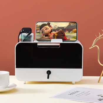 Desktop kutija za papirnate maramice s pretincem za daljinski upravljač – minimalistički dizajn za dom i dnevnu sobu