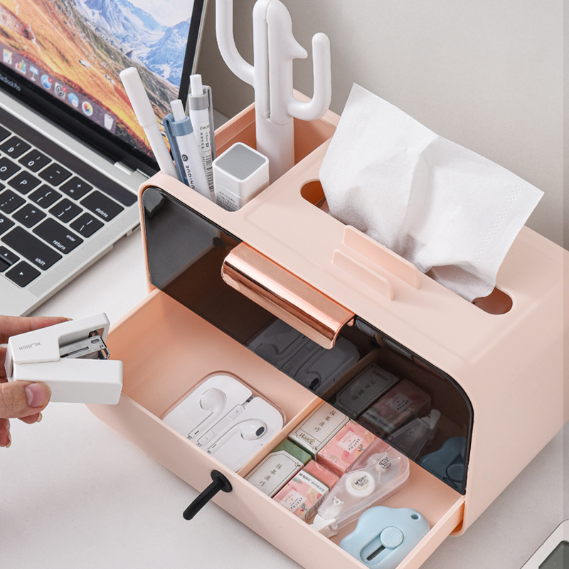 Desktop kutija za papirnate maramice s pretincem za daljinski upravljač – minimalistički dizajn za dom i dnevnu sobu