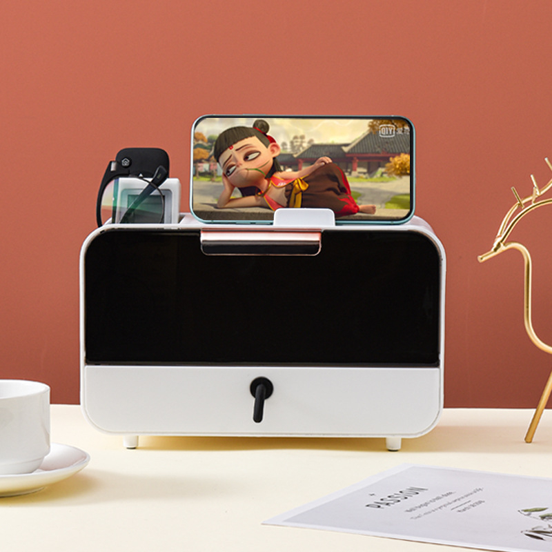Desktop kutija za papirnate maramice s pretincem za daljinski upravljač – minimalistički dizajn za dom i dnevnu sobu