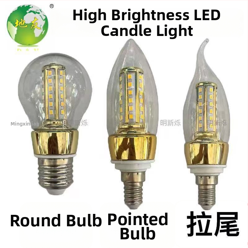 LED kryštálová sviečka svetelný zdroj pre stropné svietidlo s päticami E14/E27, 800 lm, 360° lúč, 2800–6500K, hliníkové telo
