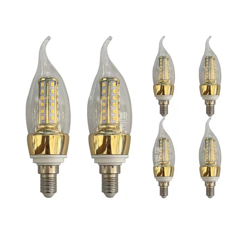 LED кристална свещ за полилей, бази E14 и E27, 360° лъчение, 800 lm, 2800–6500K, алуминиево тяло