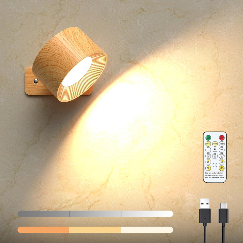 USB magnetska zidna lampa za ormarić, lampica za čitanje pored kreveta, dodirna lampica, upravljanje aplikacijom u spavaćoj sobi, 360° noćno svjetlo