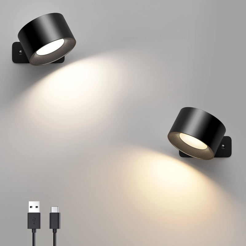 USB magnetska zidna lampa za ormarić, lampica za čitanje pored kreveta, dodirna lampica, upravljanje aplikacijom u spavaćoj sobi, 360° noćno svjetlo