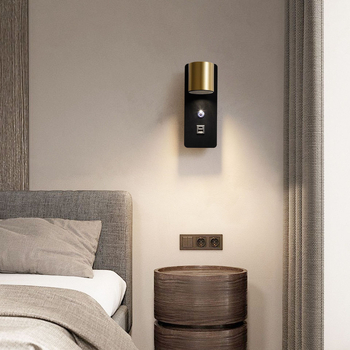 Unutarnja zidna lampa s rotirajućim dodirnim upravljanjem, trobojnim ambijentalnim osvjetljenjem, moderna minimalistička lampa za čitanje uz krevet.