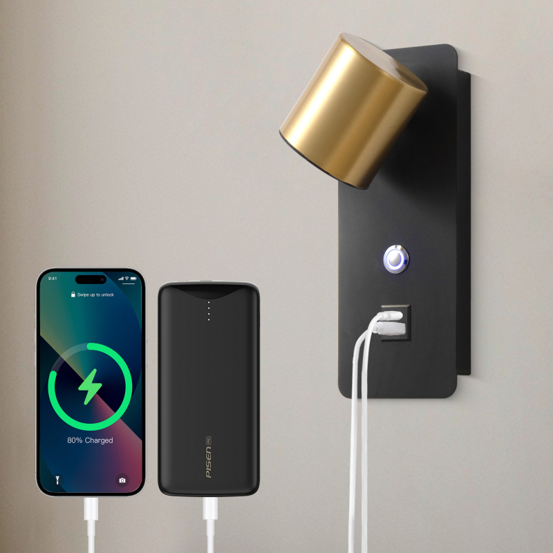 Unutarnja zidna lampa s rotirajućim dodirnim upravljanjem, trobojnim ambijentalnim osvjetljenjem, moderna minimalistička lampa za čitanje uz krevet.