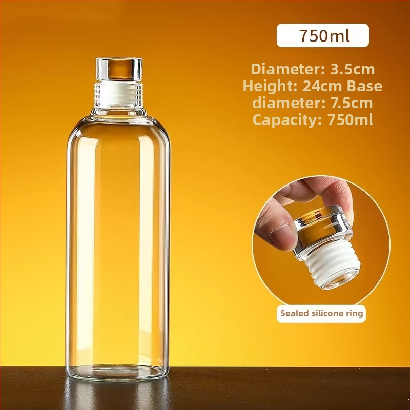 Vysoko borosilikátové sklenené fľaše na alkohol a čajový olej, uzavreté, potravinárska kvalita, objemy 300/500/750/1000 ml