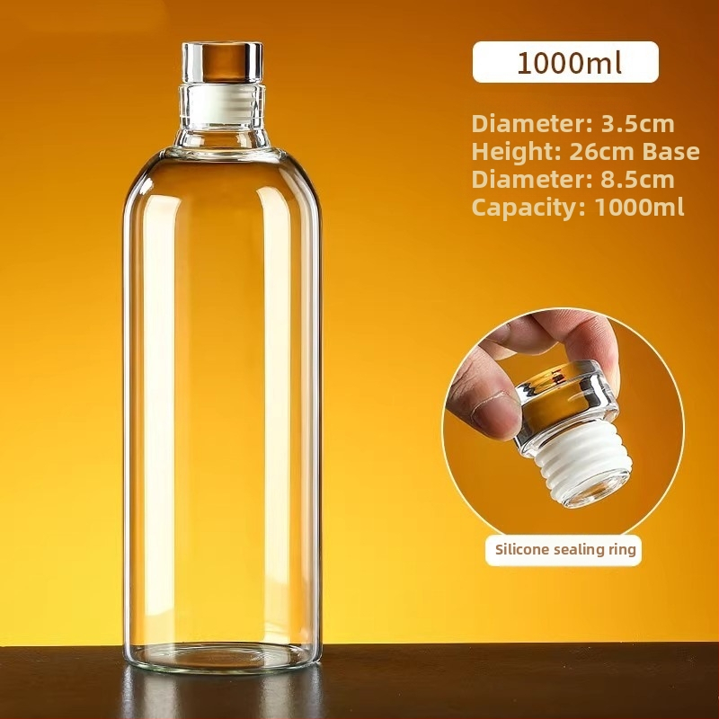 Vysoko borosilikátové sklenené fľaše na alkohol a čajový olej, uzavreté, potravinárska kvalita, objemy 300/500/750/1000 ml