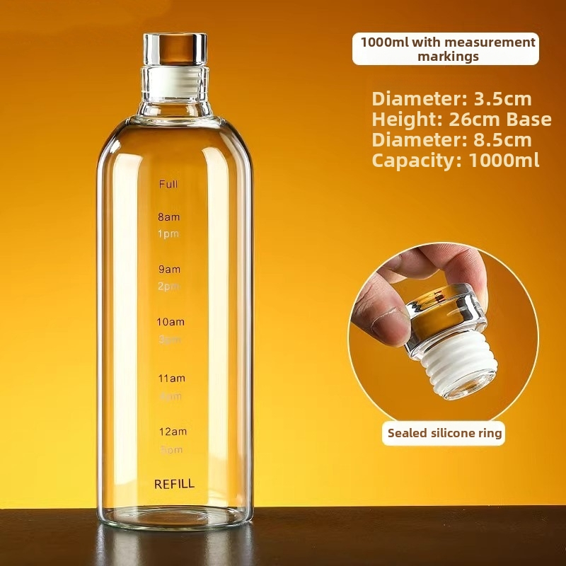 Vysoko borosilikátové sklenené fľaše na alkohol a čajový olej, uzavreté, potravinárska kvalita, objemy 300/500/750/1000 ml