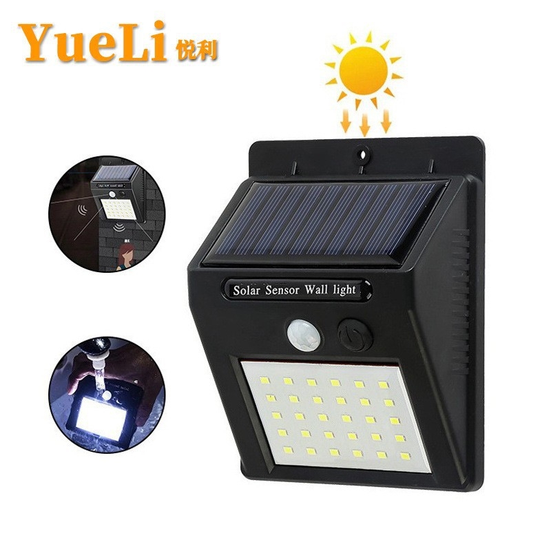 Solarna zidna svjetiljka s detekcijom pokreta, 20 LED, IP66, za dvorište