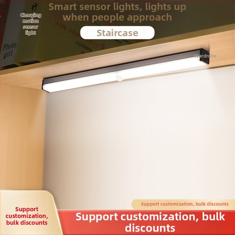 Prilagodljiva pametna lampica sa senzorom pokreta za garderobu, USB napajanje, aluminijska LED traka, noćna lampica s mogućnošću podešavanja jačine svjetla