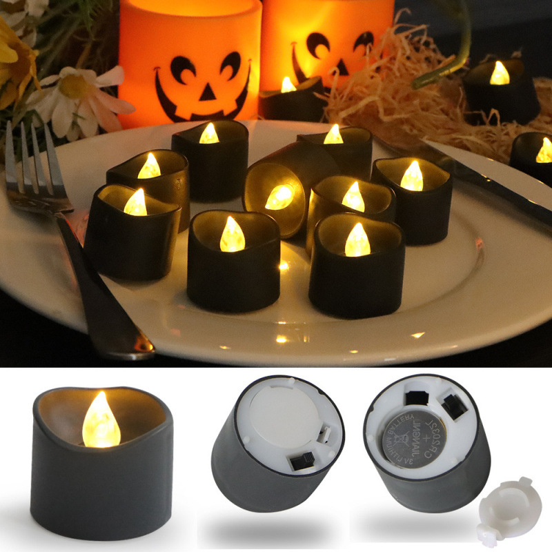 Crna LED svijeća za Halloween, elektronička svijeća sa osvjetljenjem za kućnu dekoraciju
