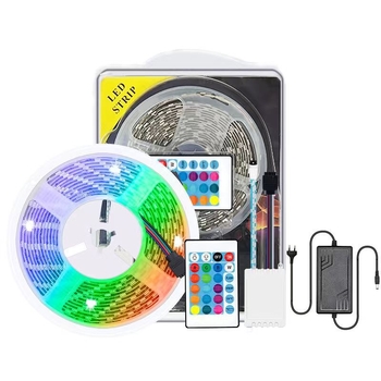 RGB LED traka 12V 5050, s gradijentnim bojama, vodootporna, samoljepljiva, duljine 5 m, 60 LED-a, daljinski upravljač, regulacija jačine svjetla, za pozadinu TV-a i kućnu dekoraciju