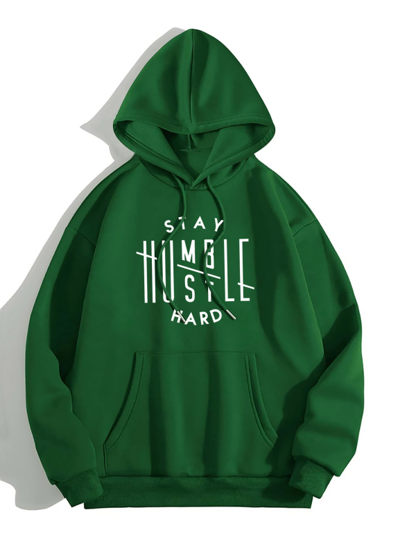 Ženski flis hoodie s kapuljom, jednobojna boja, natpis slovima, džep kengura i vezice