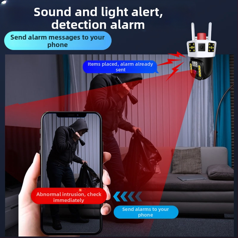 4G offline megfigyelő kamera, háromkijelzős 360° vezeték nélküli kijelző, WiFi monitor, távoli kültéri interkom és éjjellátás