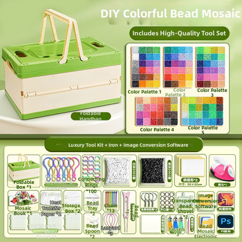 Set complet de materiale pentru mărgele cu cutie de depozitare, unelte, fier de lipire, placă pentru mărgele și cadou pentru elevi