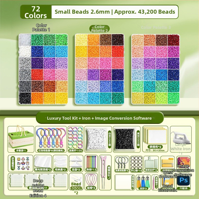 Set complet de materiale pentru mărgele cu cutie de depozitare, unelte, fier de lipire, placă pentru mărgele și cadou pentru elevi