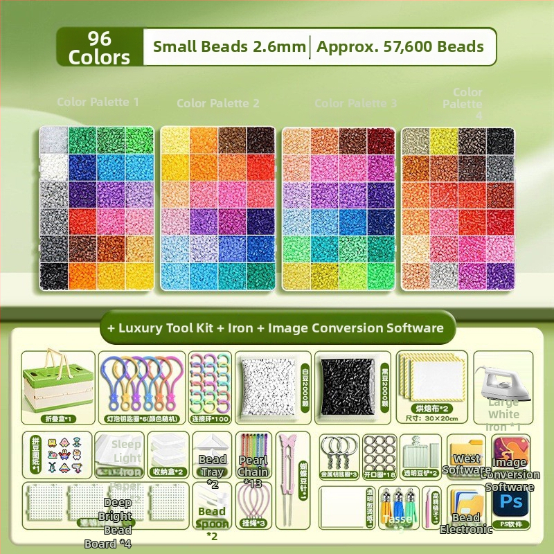 Set complet de materiale pentru mărgele cu cutie de depozitare, unelte, fier de lipire, placă pentru mărgele și cadou pentru elevi