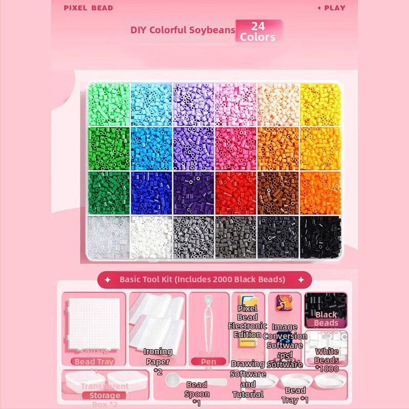 Set complet de materiale pentru mărgele cu cutie de depozitare, unelte, fier de lipire, placă pentru mărgele și cadou pentru elevi