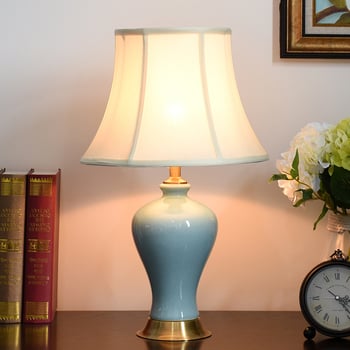 Keramička stolna lampa za spavaću sobu i dnevni boravak s tkanim abažurom, u američkom seoskom stilu.