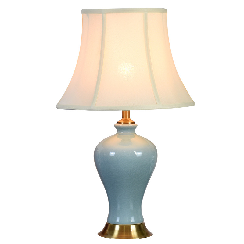 Keramička stolna lampa za spavaću sobu i dnevni boravak s tkanim abažurom, u američkom seoskom stilu.