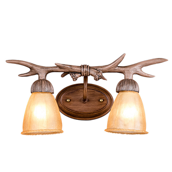 Zidna lampa s rogovima u američkom retro stilu, nordijski dizajn, dvostruka glava, za dnevni boravak, spavaću sobu, kraj kreveta, bar ili hodnik.