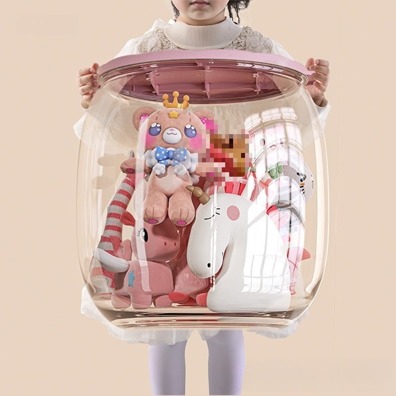 Cutie transparentă de depozitare pentru păpuși și jucării din pluș, organizator pentru living, spațiu de depozitare pentru copii, stil american