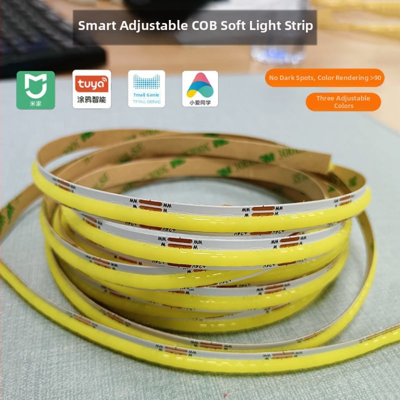 Unutarnja COB LED traka, inteligentna dvovodična trobojna COB traka s glatkim podešavanjem svjetla, linearna traka