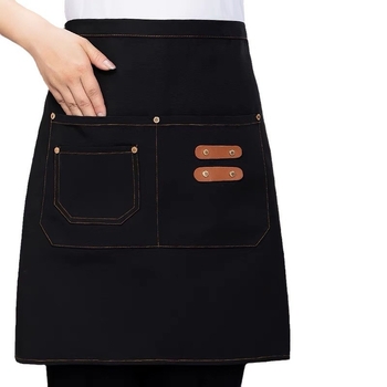 Șorț semi-lung pentru personalul restaurantelor și hotelurilor, unisex, fără mâneci, stil modern minimalist, cu imprimare a logo-ului