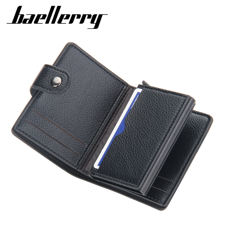 Baellerry muški RFID držač kartica sa kopčom, kratki stil, automatski izbacivač kartice, aluminijsko kućište, zaštita od krađe i magnetskog smetanja