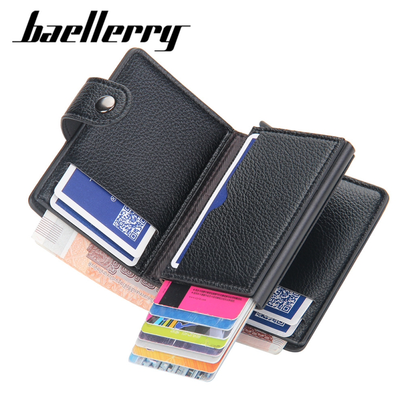 Baellerry muški RFID držač kartica sa kopčom, kratki stil, automatski izbacivač kartice, aluminijsko kućište, zaštita od krađe i magnetskog smetanja