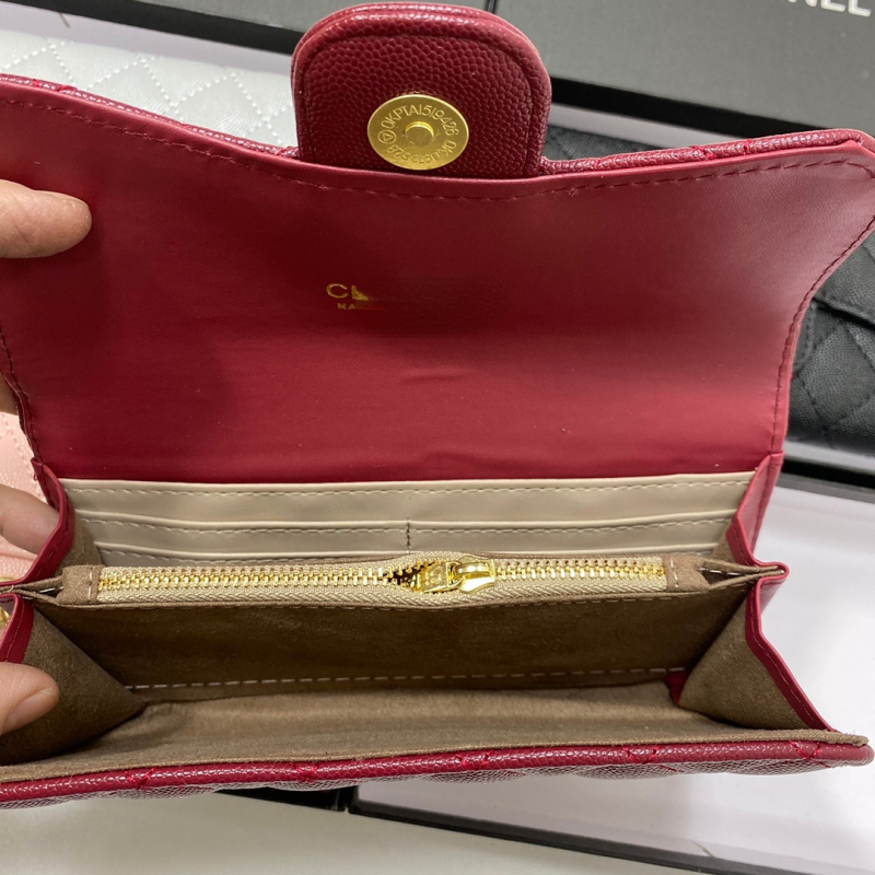 Ženski dugi novčanik u Chanel stilu s izvezenim dijamantnim uzorkom, casual, velika kapaciteta, novčanik s kopčom za kovanice i pretinac za kartice.