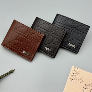 Férfi pénztárca koreai stílusban, minimalist design, nagy kapacitás, PU bőr Lychee textúrával, méret 11,5 × 9,5 × 1,5 cm