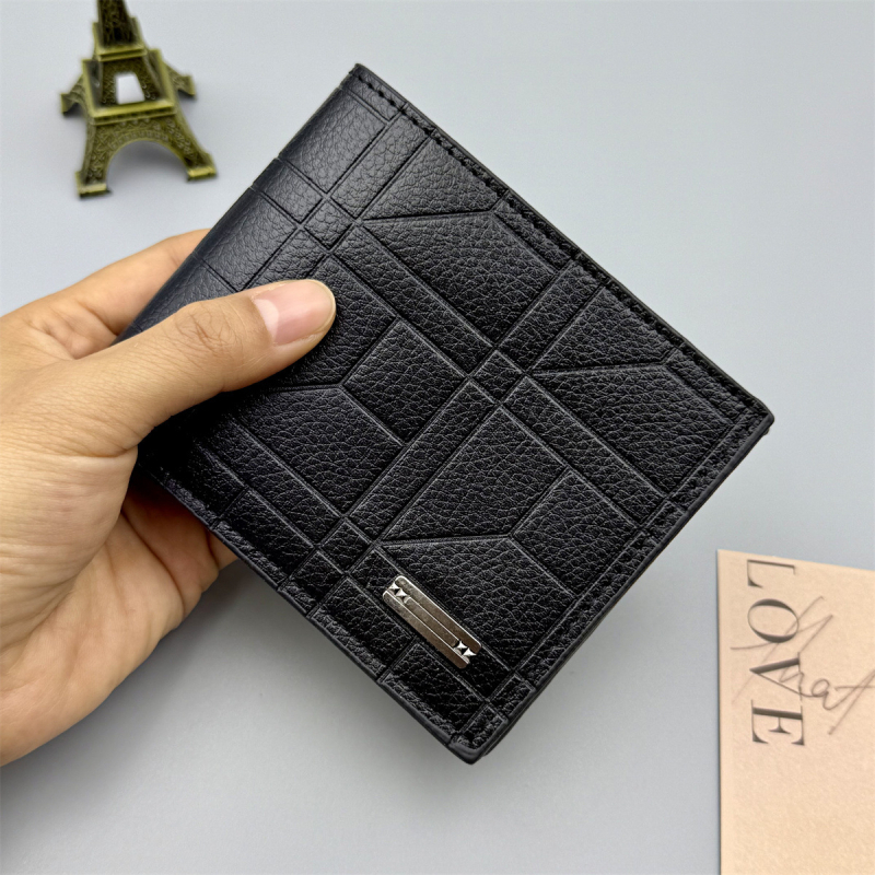 Férfi pénztárca koreai stílusban, minimalist design, nagy kapacitás, PU bőr Lychee textúrával, méret 11,5 × 9,5 × 1,5 cm