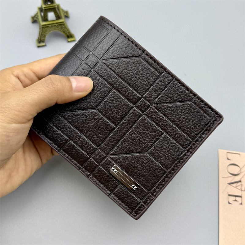 Férfi pénztárca koreai stílusban, minimalist design, nagy kapacitás, PU bőr Lychee textúrával, méret 11,5 × 9,5 × 1,5 cm