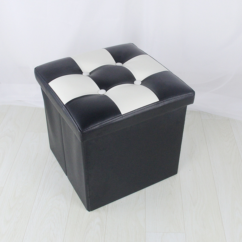 PU kožni minimalistički stolić za pohranu – kvadratna kutija za pohranu i sklopiva stolica za odrasle, E18. Dimenzije: 30x30x30 cm, 38x38x38 cm, 76x38x38 cm