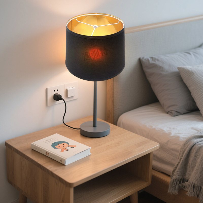 Crni platneni abažur u američkom stilu za stolnu lampu, lampu na noćnom ormariću, luster ili zidnu lampu, s odvojivim vanjskim kućištem