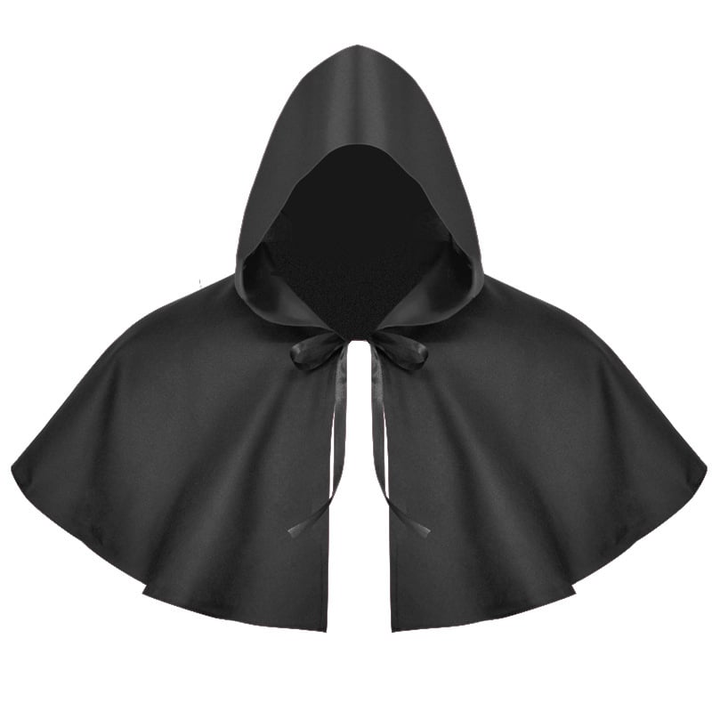 Plašt smrti za Halloween, s kapuljom, srednjovjekovni kratki plašt za cosplay