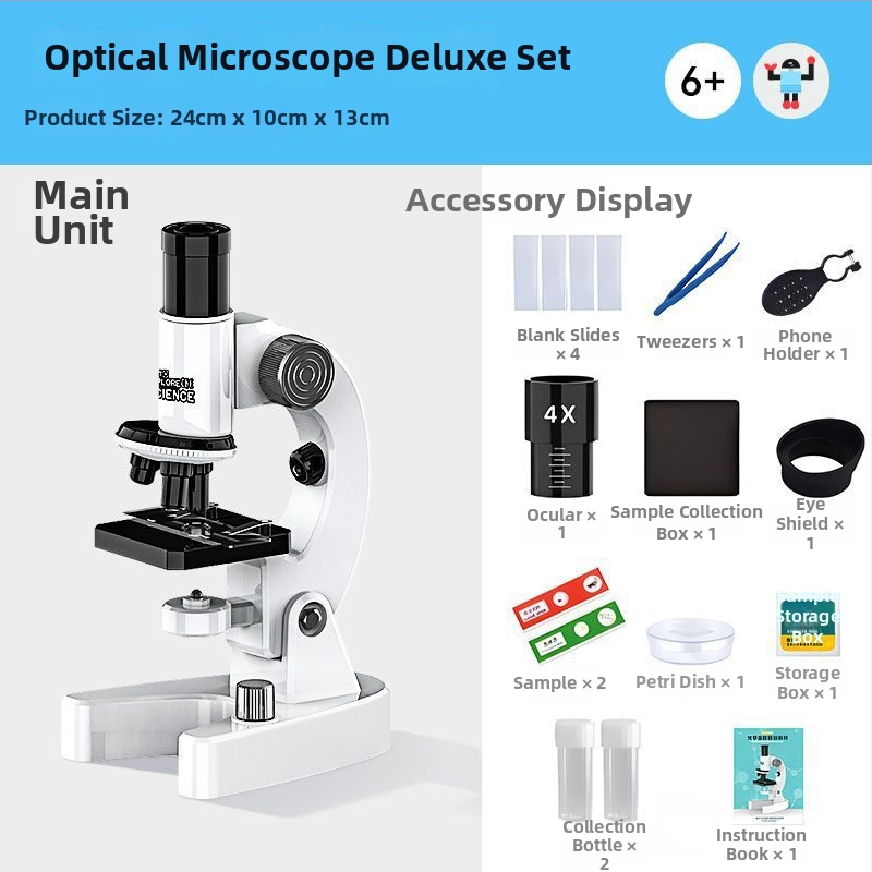 Microscop optic de înaltă definiție pentru copii, kit mini de biologie pentru elevi din învățământ primar și gimnazial